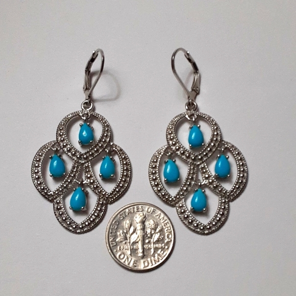 925 Genuine Sleeping Beauty Turquoise Drop Bold Earrings. FIRM.